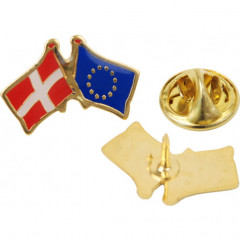 Pin med Danneborg og EU flag