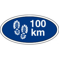 100 km. gå-mærke - Blå