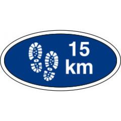 15 km. gå-mærke - Blå