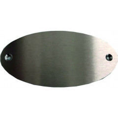 Ovalt dørskilt i børstet stål