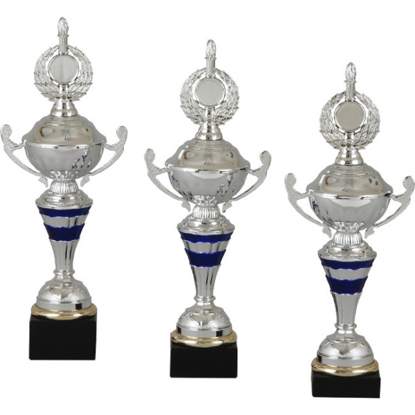 Chrompokal sølv og blå (Serie 186120 - 3 Størrelser)