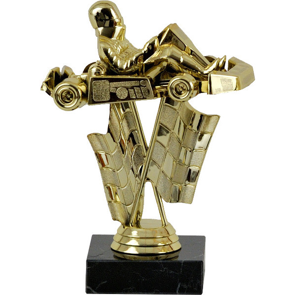 Flot forgyldt gokart statuette fra Pokalbutikken.dk