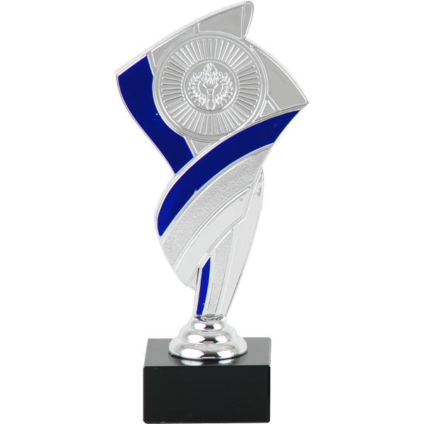 Plast emblem statuette sølv og blå (Serie 4490 - 3 Størrelser)