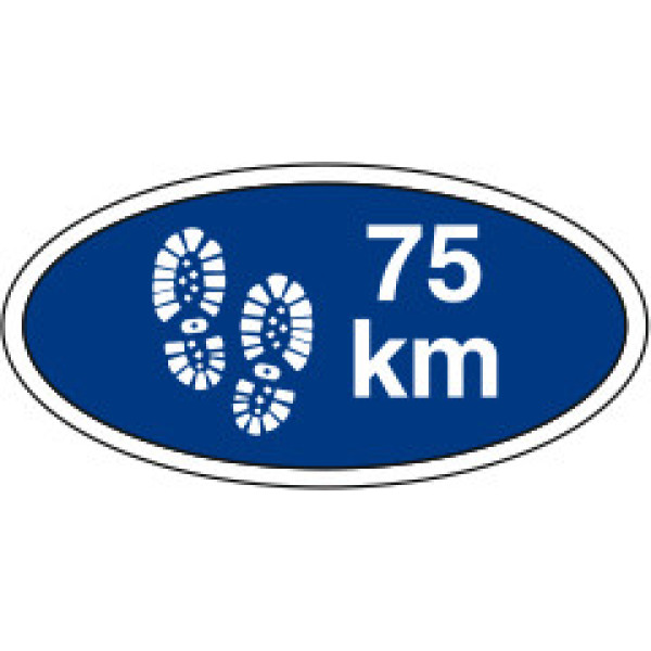 75 km. gå-mærke - Blå