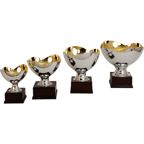 Flot stor chrompokal i organisk design
