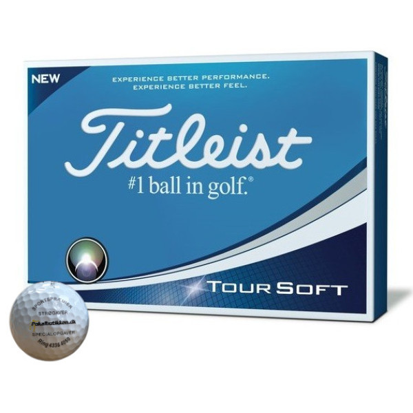 Titleist Tour Soft med farvetryk hurtig levering fra eget lager