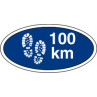 100 km. gå-mærke - Blå