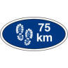 75 km. gå-mærke - Blå